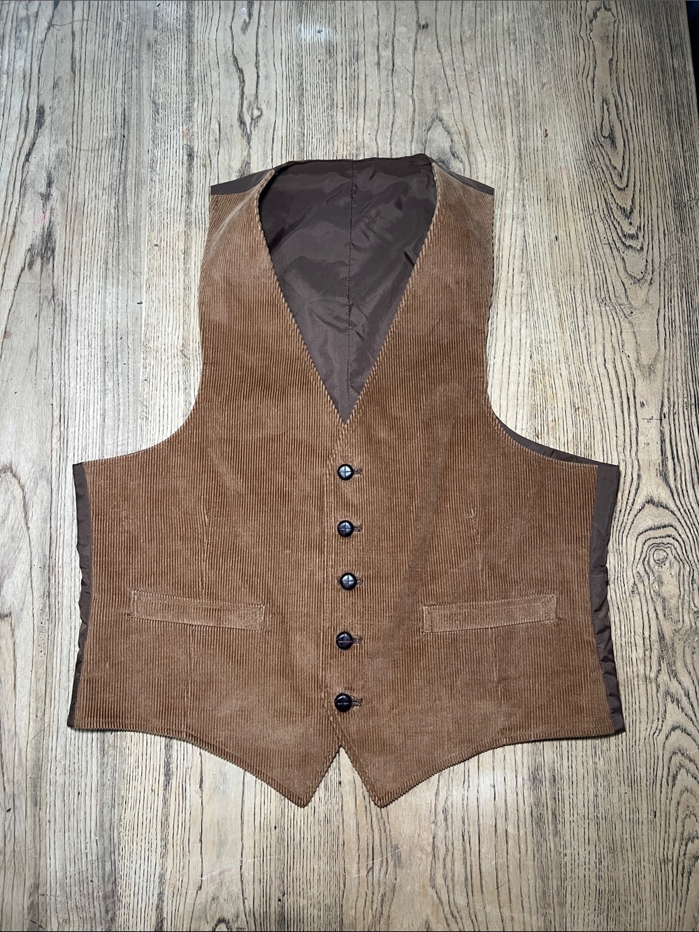 Men's Brown Corduroy Vest - Classic Tailored Style